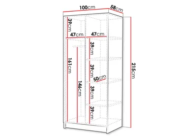 Herrljunga Garderob med Spegel 100x215 cm - Svart/Spegel - Förvaring - Garderober & garderobssystem