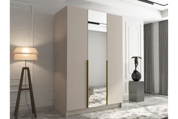 Herrljunga Garderob med Spegel 150 cm - Kashmir/Guld - Förvaring - Garderober & garderobssystem