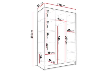 Herrljunga Garderob med Spegel 150 cm - Kashmir/Guld - Förvaring - Garderober & garderobssystem