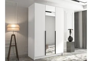 Herrljunga Garderob med Spegel 150 cm - Vit/Svart - Förvaring - Garderober & garderobssystem