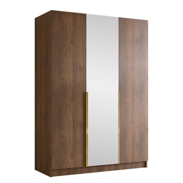 Herrljunga Garderob med Spegel 150x215 cm - Brun/Guld/Spegel - Förvaring - Garderober & garderobssystem