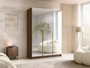 Herrljunga Garderob med Spegel 150x215 cm - Guld/Spegel - Förvaring - Garderober & garderobssystem