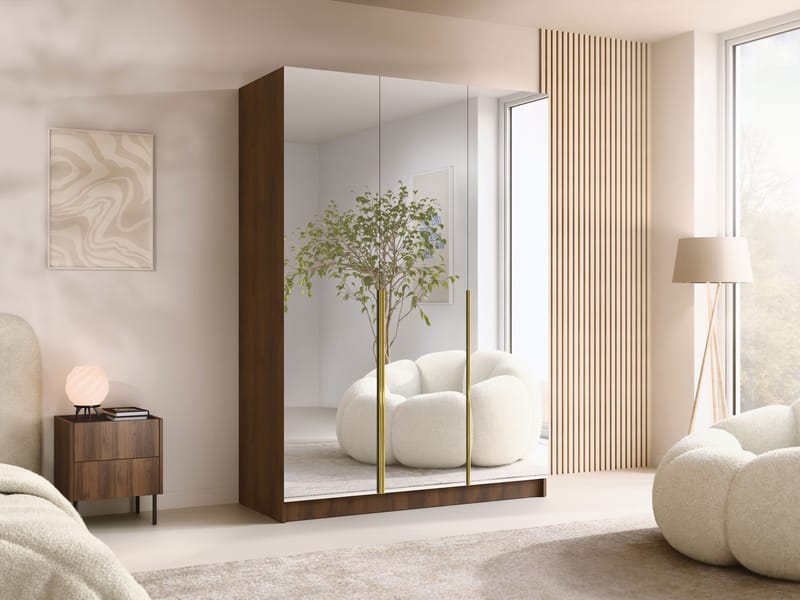 Herrljunga Garderob med Spegel 150x215 cm - Guld/Spegel - Förvaring - Garderober & garderobssystem