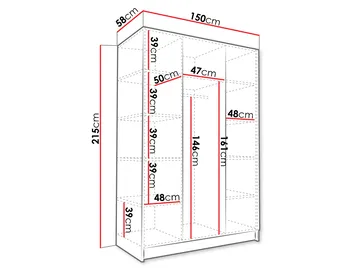 Herrljunga Garderob med Spegel 150x215 cm - Guld/Spegel - Förvaring - Garderober & garderobssystem