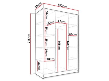 Herrljunga Garderob med Spegel 150x215 cm - Svart/Spegel - Förvaring - Garderober & garderobssystem
