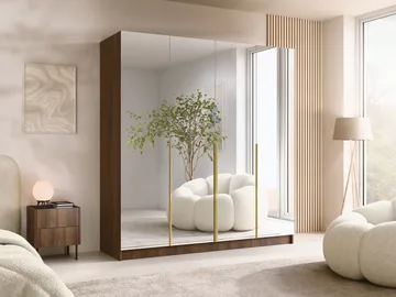 Herrljunga Garderob med Spegel 200x215 cm - Guld/Spegel - Förvaring - Garderober & garderobssystem