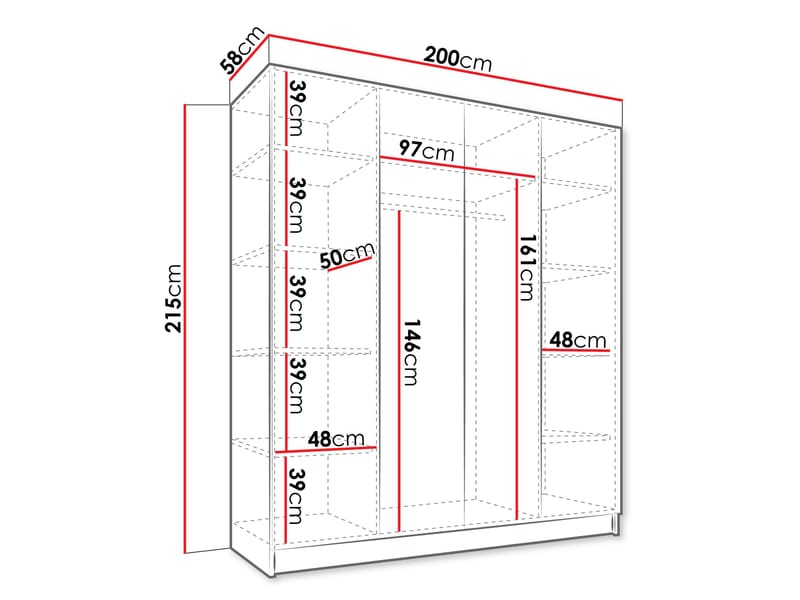 Herrljunga Garderob med Spegel 200x215 cm - Guld/Spegel - Förvaring - Garderober & garderobssystem