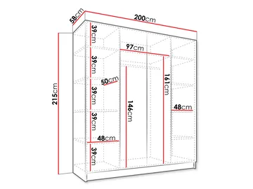 Herrljunga Garderob med Spegel 200x215 cm - Svart/Spegel - Förvaring - Garderober & garderobssystem