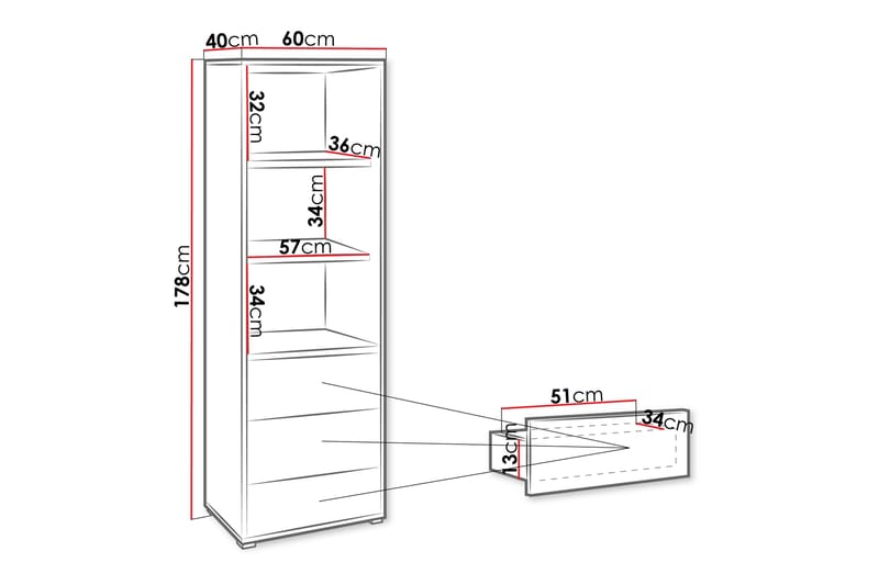 Agawal Bokhylla 60 cm - Beige - Förvaring - Hylla - Bokhylla