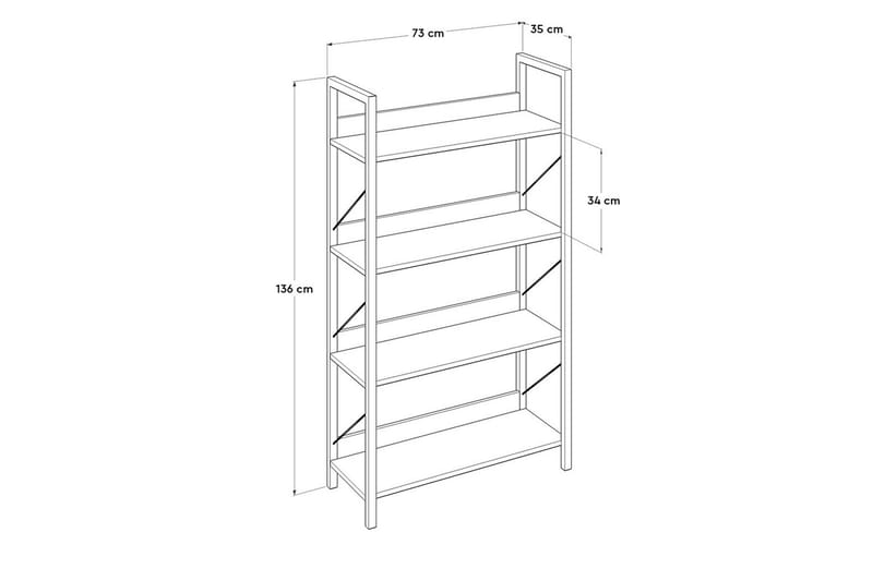 Ajkati Bokhylla 73x35 cm Brun - Hanah Home - Förvaring - Hylla - Bokhylla