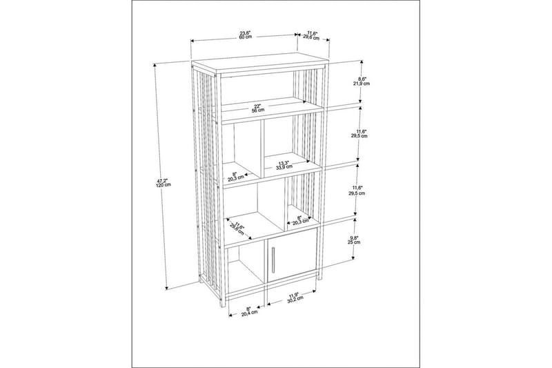 Arven Bokhylla 60 cm - Vit/Antracit - Förvaring - Hylla - Bokhylla