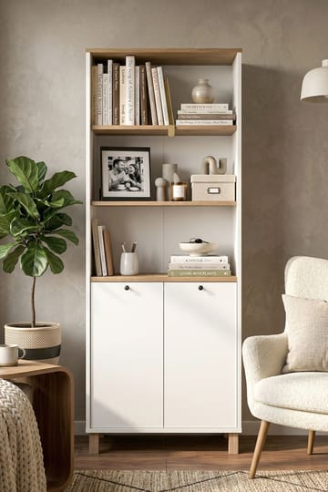 Avero Bokhylla 69,5x180x32 cm - Vitt och ek - Förvaring - Hylla - Bokhylla