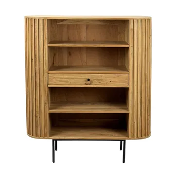 Belilo Bokhylla 105 cm Ribbdesign - naturligt varm honungsbrun och svart - Förvaring - Hylla - Bokhylla