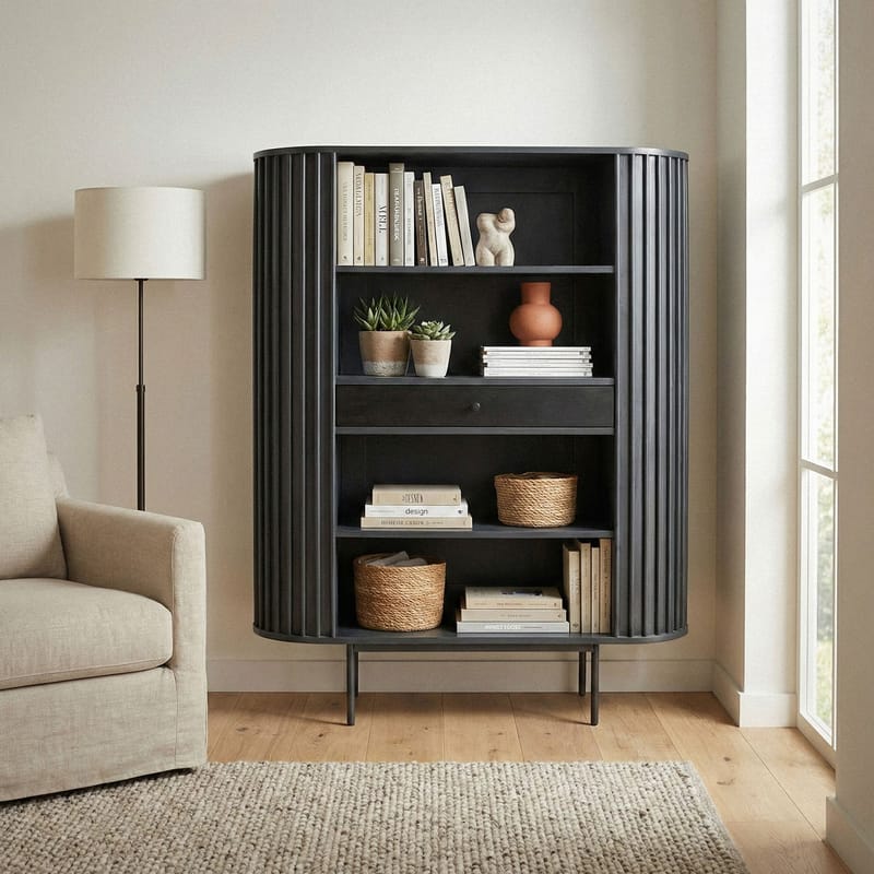 Belilo Bokhylla 105 cm Ribbdesign - svart - Förvaring - Hylla - Bokhylla