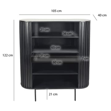 Belilo Bokhylla 105 cm Ribbdesign - svart - Förvaring - Hylla - Bokhylla
