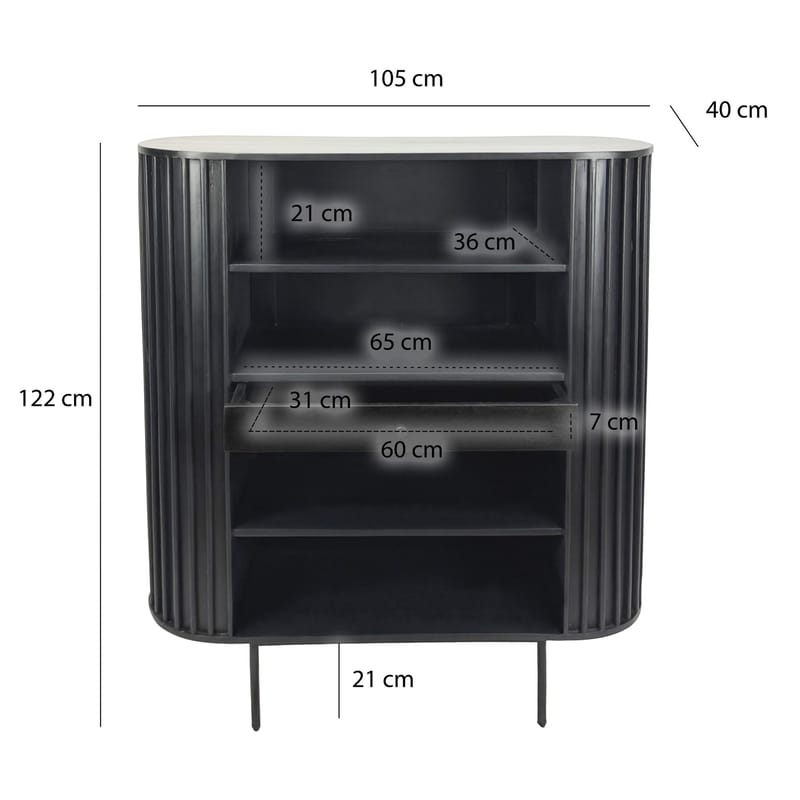 Belilo Bokhylla 105 cm Ribbdesign - svart - Förvaring - Hylla - Bokhylla