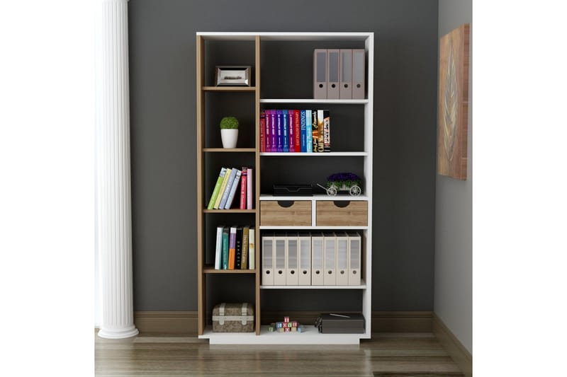 Ackerman Bokhylla 80 cm - Vit|Valnöt - Förvaring - Hylla - Bokhylla