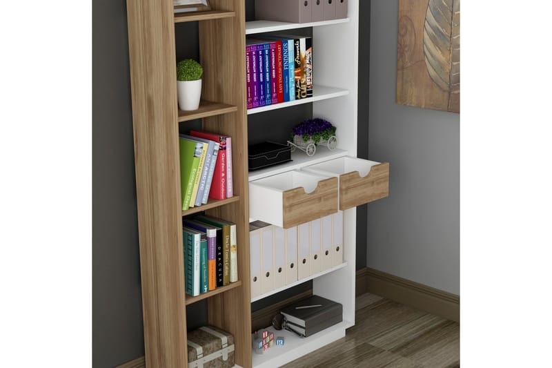 Ackerman Bokhylla 80 cm - Vit|Valnöt - Förvaring - Hylla - Bokhylla