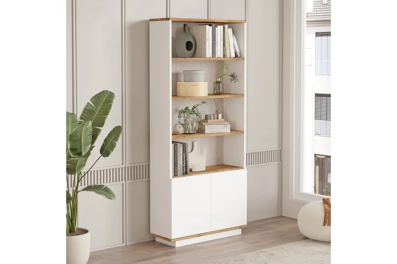 Anari Bokhylla 77,5 cm i Ek, Vit