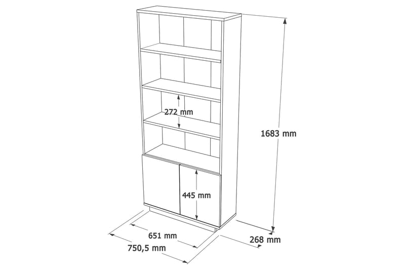 Anari Bokhylla 77,5 cm i Ek - Vit - Förvaring - Hylla - Bokhylla