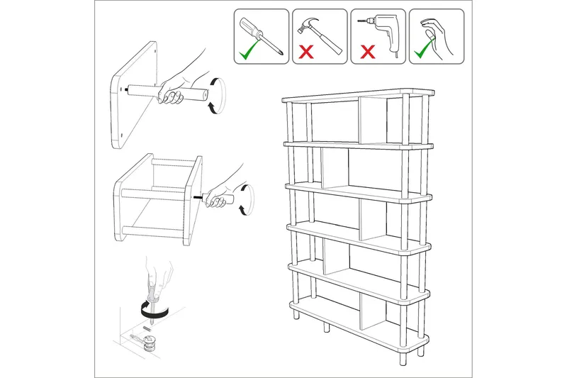 Andifli Bokhylla 120x168,5 cm - Svart - Förvaring - Hylla - Bokhylla