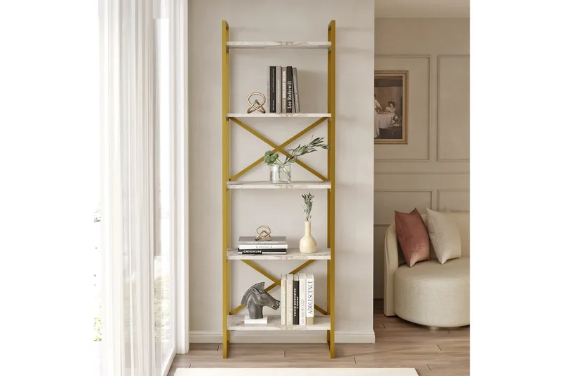 Aobrey Bokhylla 58 cm - Marmor/Guld - Förvaring - Hylla - Bokhylla