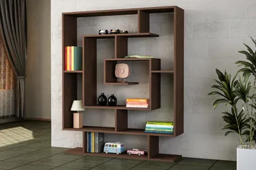 Asillane Bokhylla Labyrint - Valnöt - Förvaring - Hylla - Bokhylla