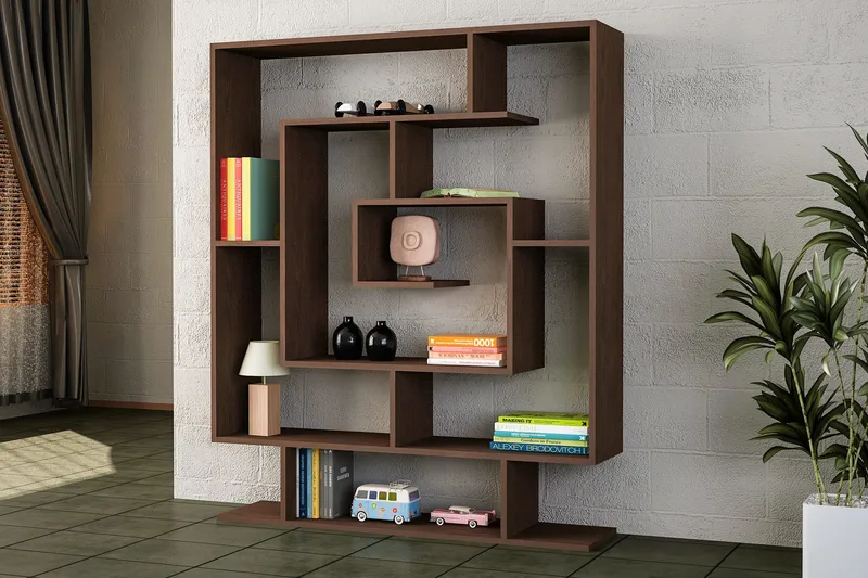 Asillane Bokhylla Labyrint - Valnöt - Förvaring - Hylla - Bokhylla