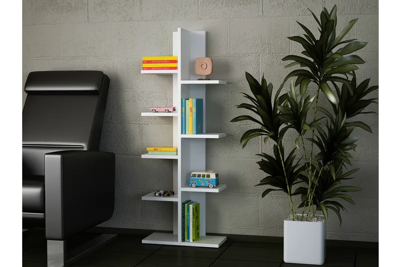 Asillane Bokhylla Pelare - Vit - Förvaring - Hylla - Bokhylla