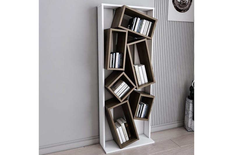 Bokhylla Bloemendal vit / valnöt - Brun/Vit - Förvaring - Hylla - Bokhylla