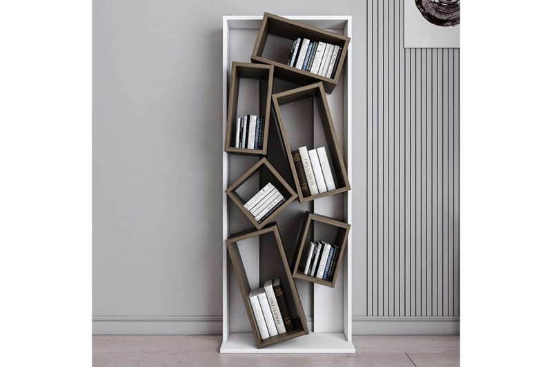 Bokhylla Bloemendal vit / valnöt - Brun/Vit - Förvaring - Hylla - Bokhylla