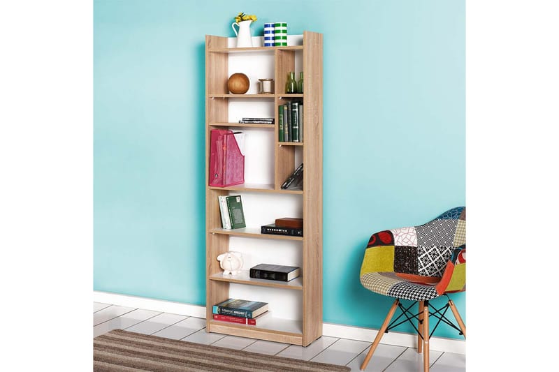 Bokhylla 175x63 cm - Natur/Vit - Förvaring - Hylla - Bokhylla