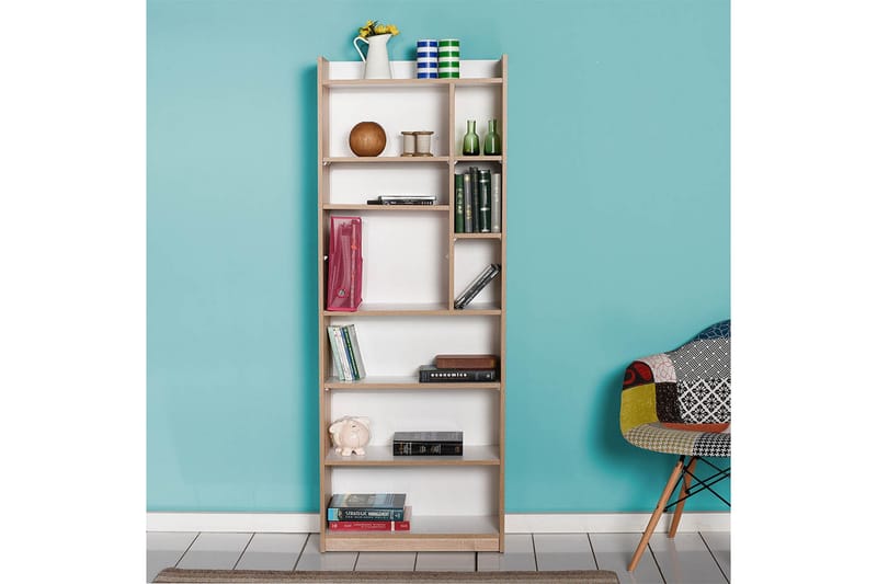 Bokhylla 175x63 cm - Natur/Vit - Förvaring - Hylla - Bokhylla