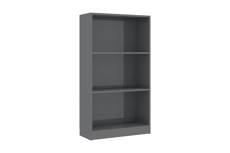 Bokhylla 3 hyllor grå högglans 60x24x108 cm spånskiva - Bokhylla