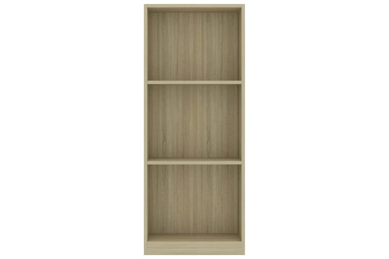 Bokhylla 3 hyllor sonoma-ek 40x24x108 cm spånskiva - Brun - Bokhylla