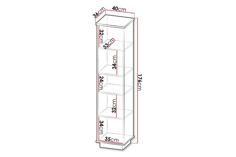 Bokhylla 40 cm i Ek - Svart|Brun - Förvaring - Hylla - Bokhylla