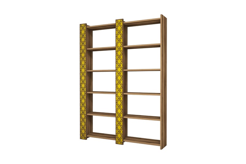 Bokhylla Amtorp 124 cm - Brun|Gul - Förvaring - Hylla - Bokhylla