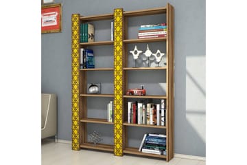Bokhylla Amtorp 124 cm - Brun|Gul - Förvaring - Hylla - Bokhylla