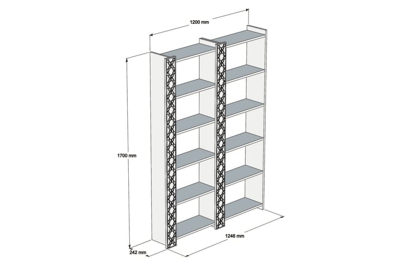 Bokhylla Amtorp 124 cm - Brun|Vit - Bokhylla