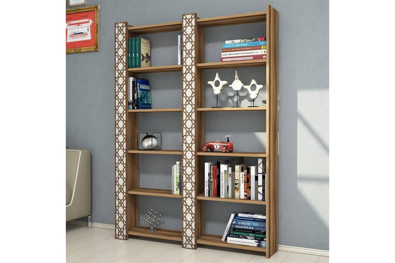 Bokhylla Amtorp 124 cm - Brun/Vit - Förvaring - Hylla - Bokhylla