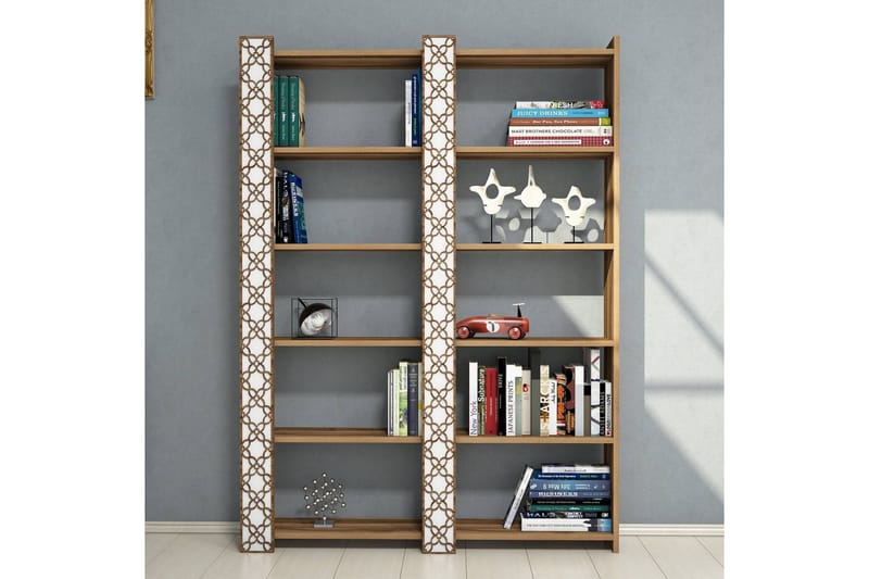 Bokhylla Amtorp 124 cm - Brun|Vit - Förvaring - Hylla - Bokhylla