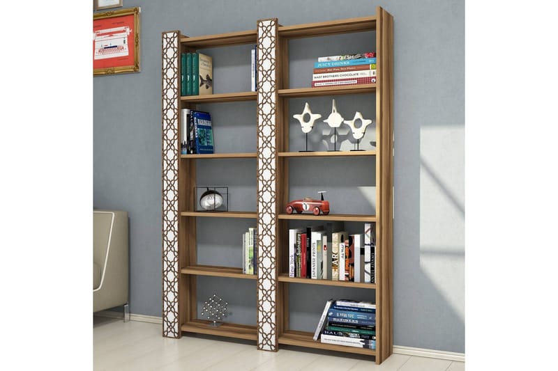 Bokhylla Amtorp 124 cm - Brun|Vit - Förvaring - Hylla - Bokhylla