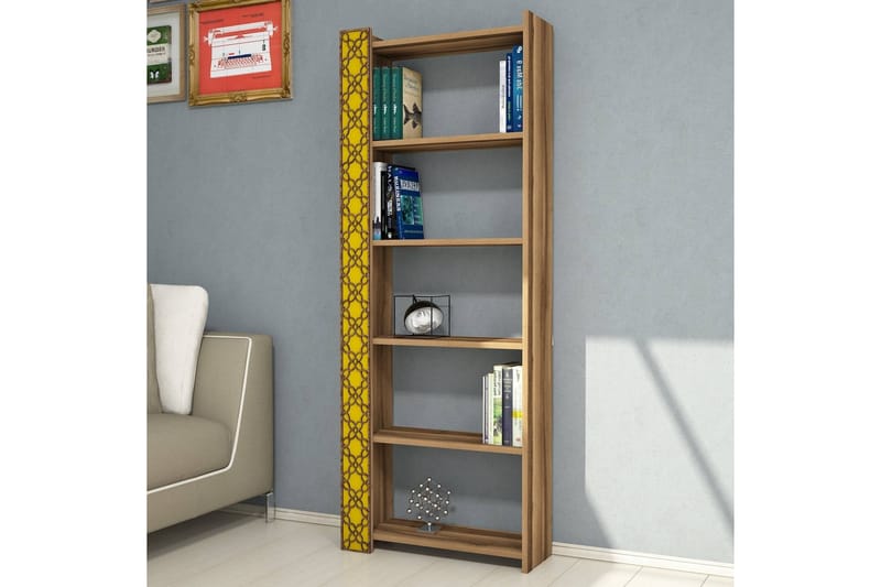 Bokhylla Amtorp 64 cm - Brun|Gul - Förvaring - Hylla - Bokhylla