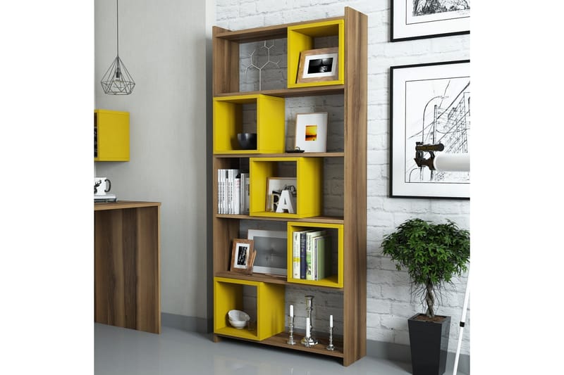 Bokhylla Amtorp 80 cm - Brun|Gul - Förvaring - Hylla - Bokhylla