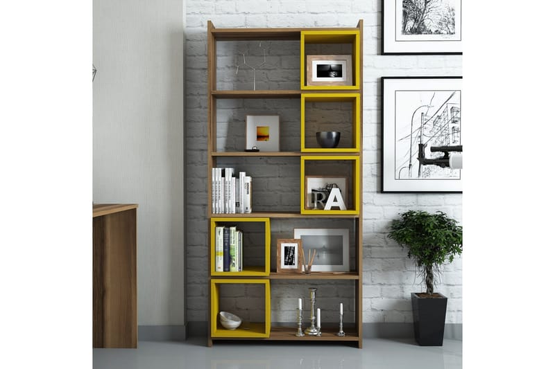 Bokhylla Amtorp 80 cm - Brun|Gul - Förvaring - Hylla - Bokhylla