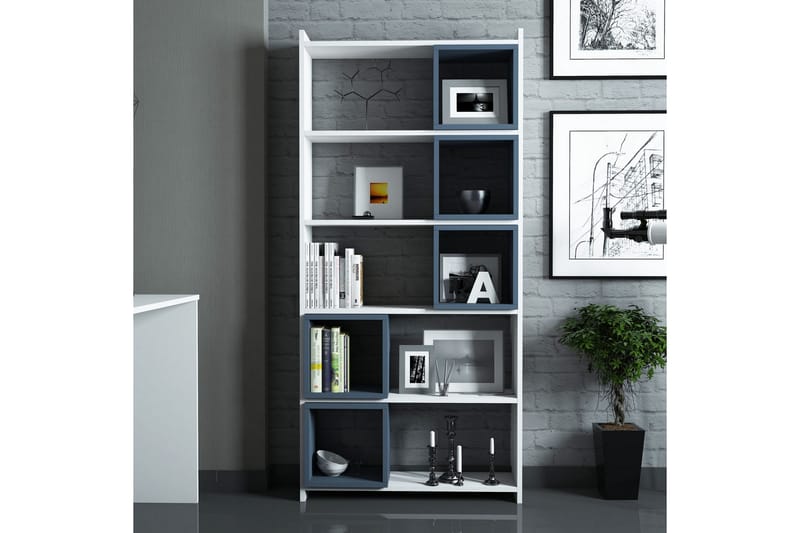 Bokhylla Amtorp 80 cm - Vit|Blå - Förvaring - Hylla - Bokhylla