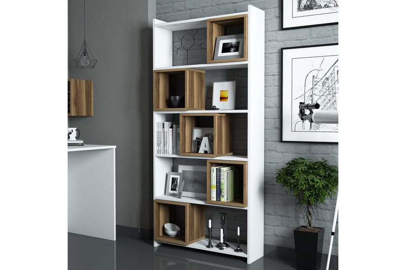 Bokhylla Amtorp 80 cm - Vit|Brun - Förvaring - Hylla - Bokhylla