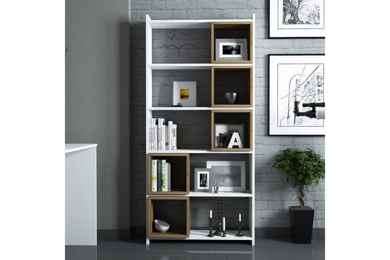 Bokhylla Amtorp 80 cm - Vit|Brun - Förvaring - Hylla - Bokhylla
