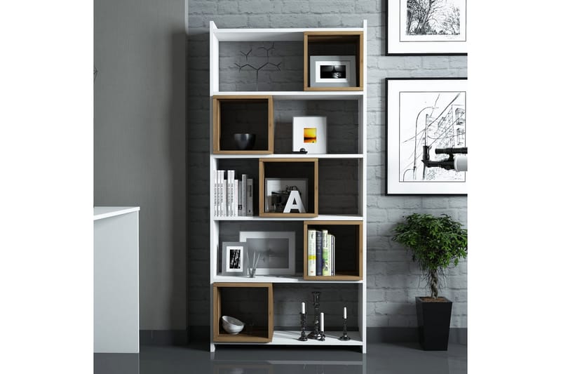 Bokhylla Amtorp 80 cm - Vit|Brun - Förvaring - Hylla - Bokhylla