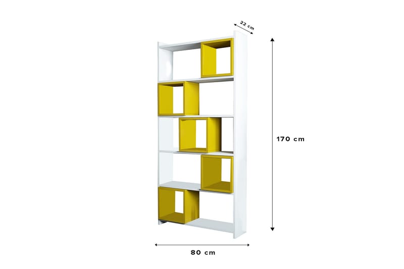 Bokhylla Amtorp 80 cm - Vit|Gul - Förvaring - Hylla - Bokhylla
